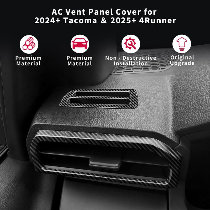 Treesiche Store 4PCS AC Vent Panel Cover for 2024 2025 Tacoma Accessories/2025 4Runner ABS Plastic Interior Decoration(Carbon Fiber,Dashboard Air Vent Outlet Cover) - Image 2
